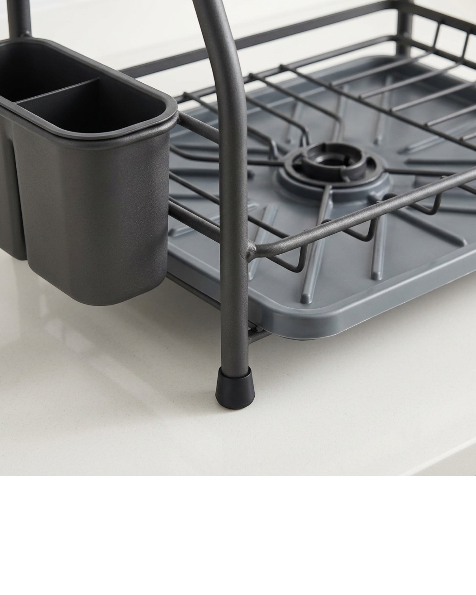 Rgdwx Two-Tier Dish Draining Rack with Swivel Spout Charcoal - Detail view
