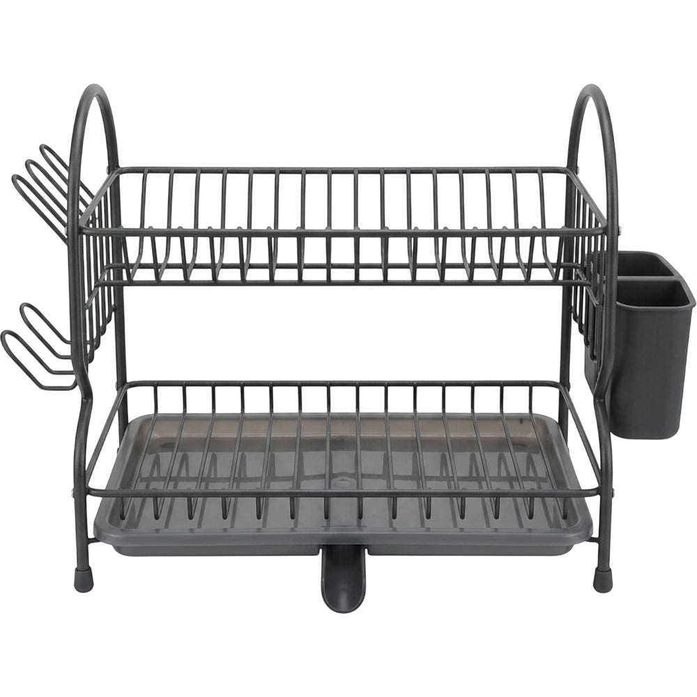 Rgdwx Two-Tier Dish Draining Rack with Swivel Spout Charcoal - Product view