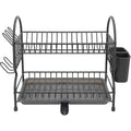 Rgdwx Two-Tier Dish Draining Rack with Swivel Spout Charcoal - Product view